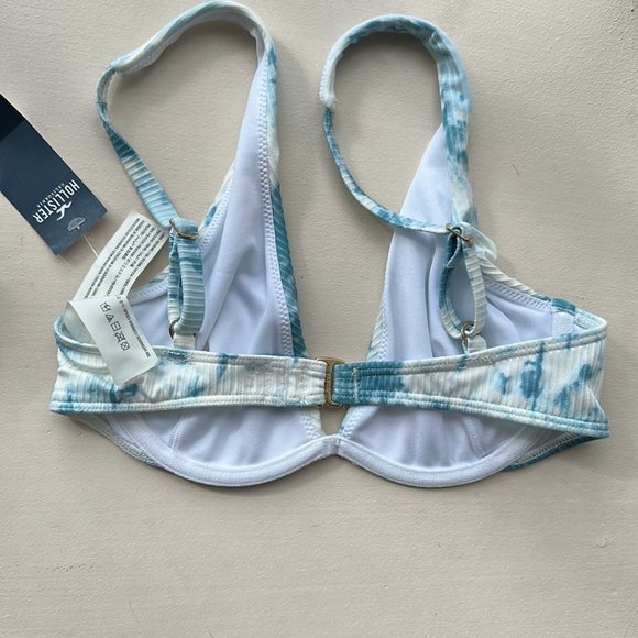 Hollister NWT Blue and White Ribbed Tie-Dye Bikini Top Size XS - Picture 3 of 5